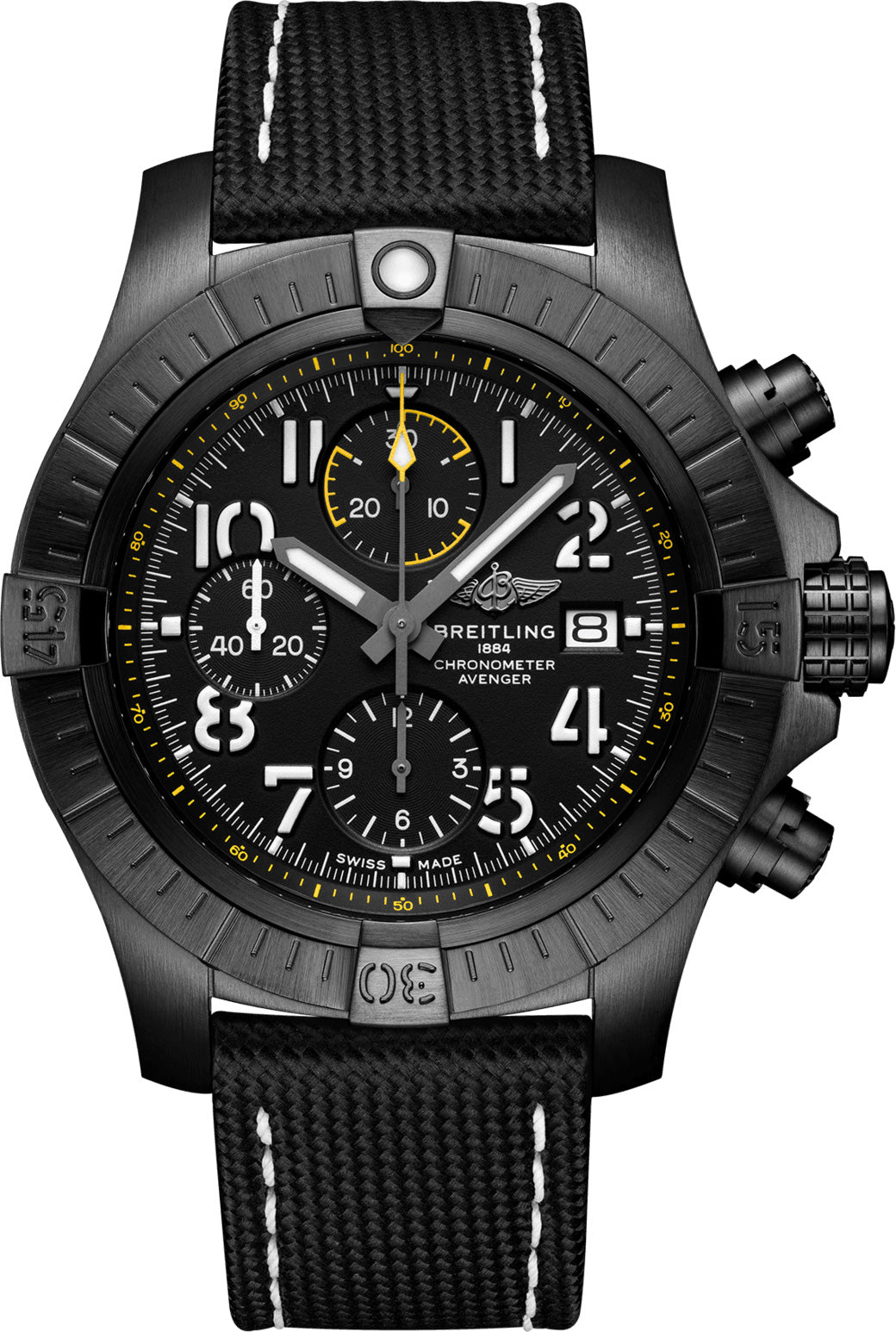 Breitling Watch Avenger Chronograph 45 Night Mission Leather Tang Type