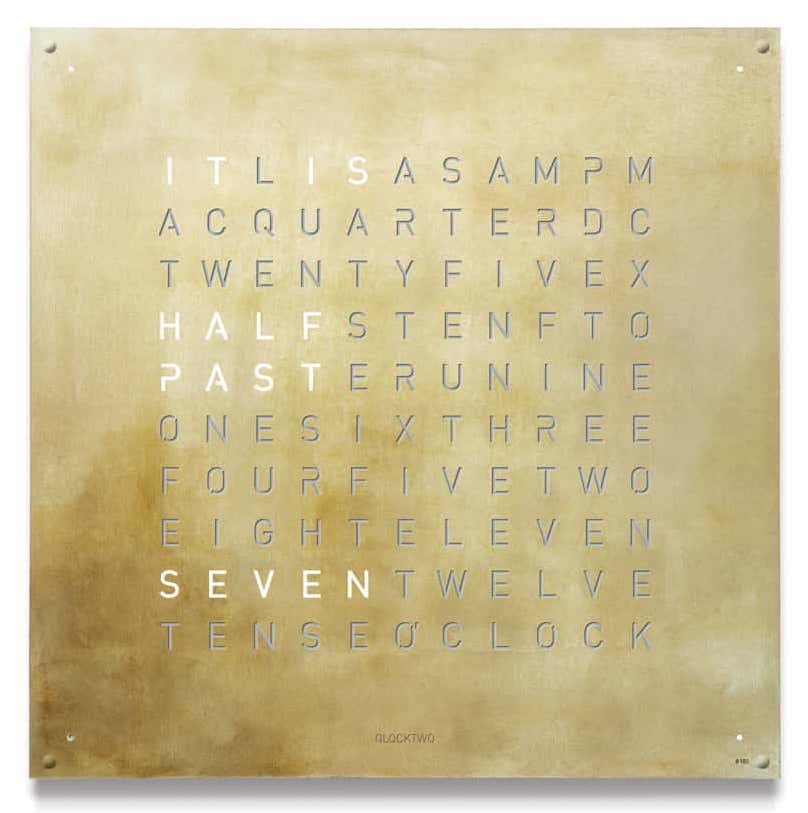 Qlocktwo Earth 180 Creators Edition Silver & Gold Wall Clock