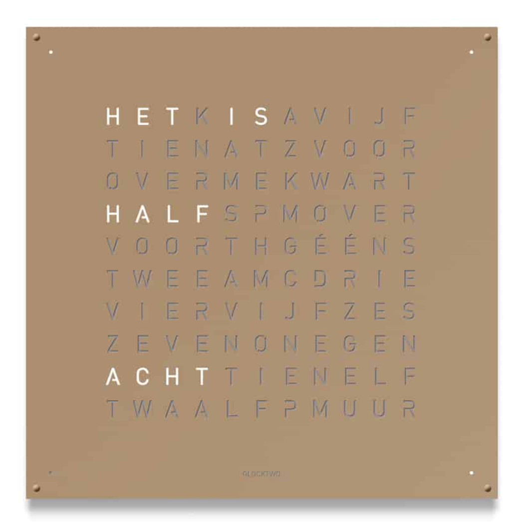 Qlocktwo Earth 90 Hazelnut Wall Clock