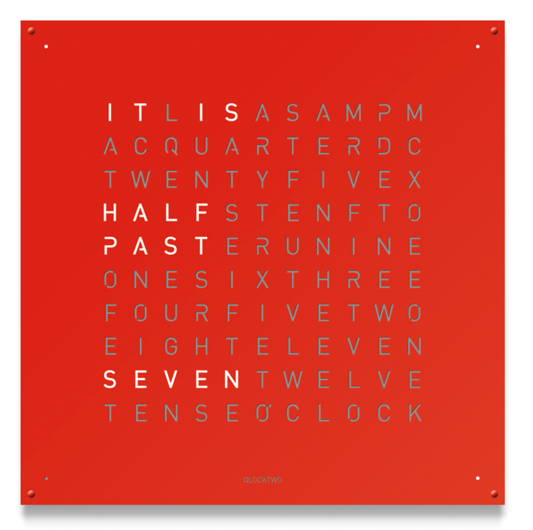 Qlocktwo Earth 90 Red Pepper Wall Clock