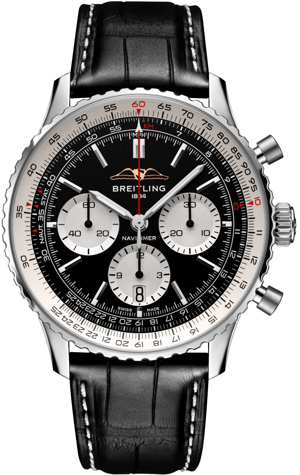 Breitling Watch Navitimer B01 Chronograph 43 Black Croc Folding Clasp