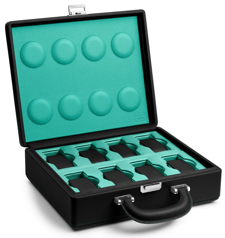 Scatola Del Tempo Watch Case Valigetta 8 Handle Black Blue Tiffany