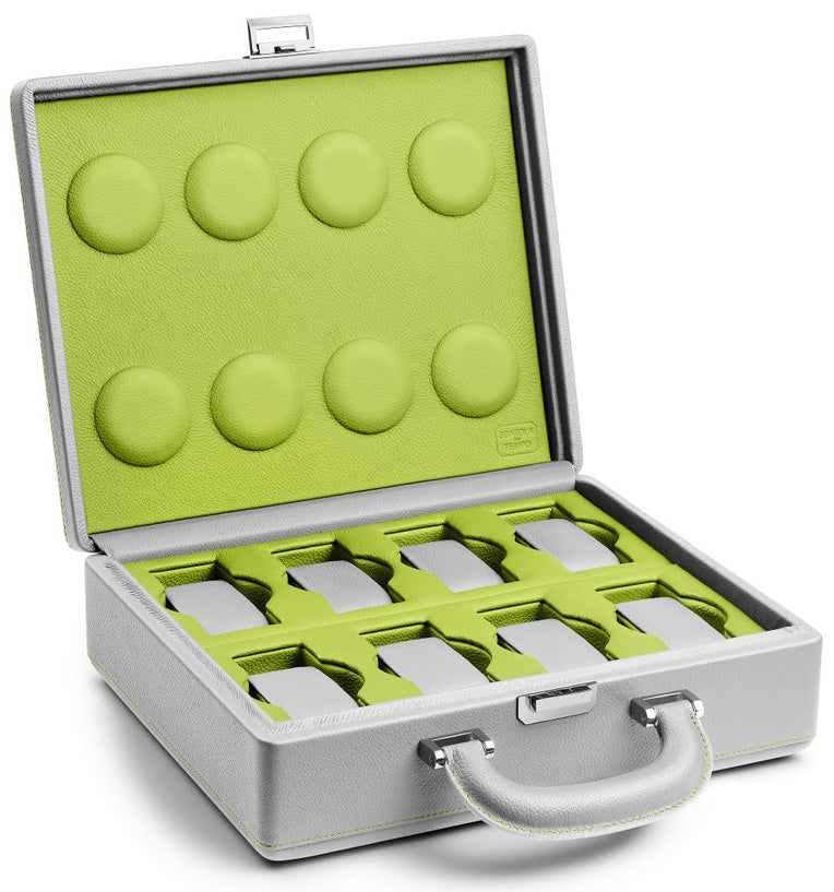 Scatola Del Tempo Watch Case Valigetta 8 Handle Grey Green