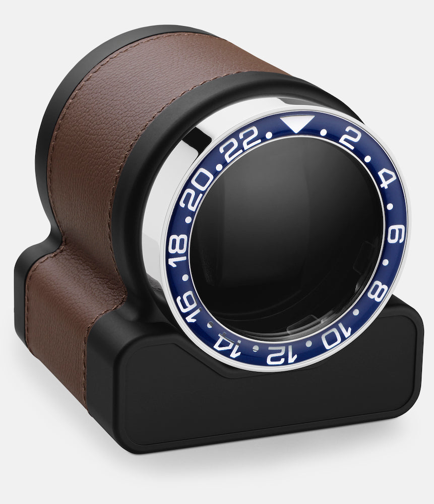 Scatola Del Tempo Watch Winder Rotor One Chestnut Blue Bezel