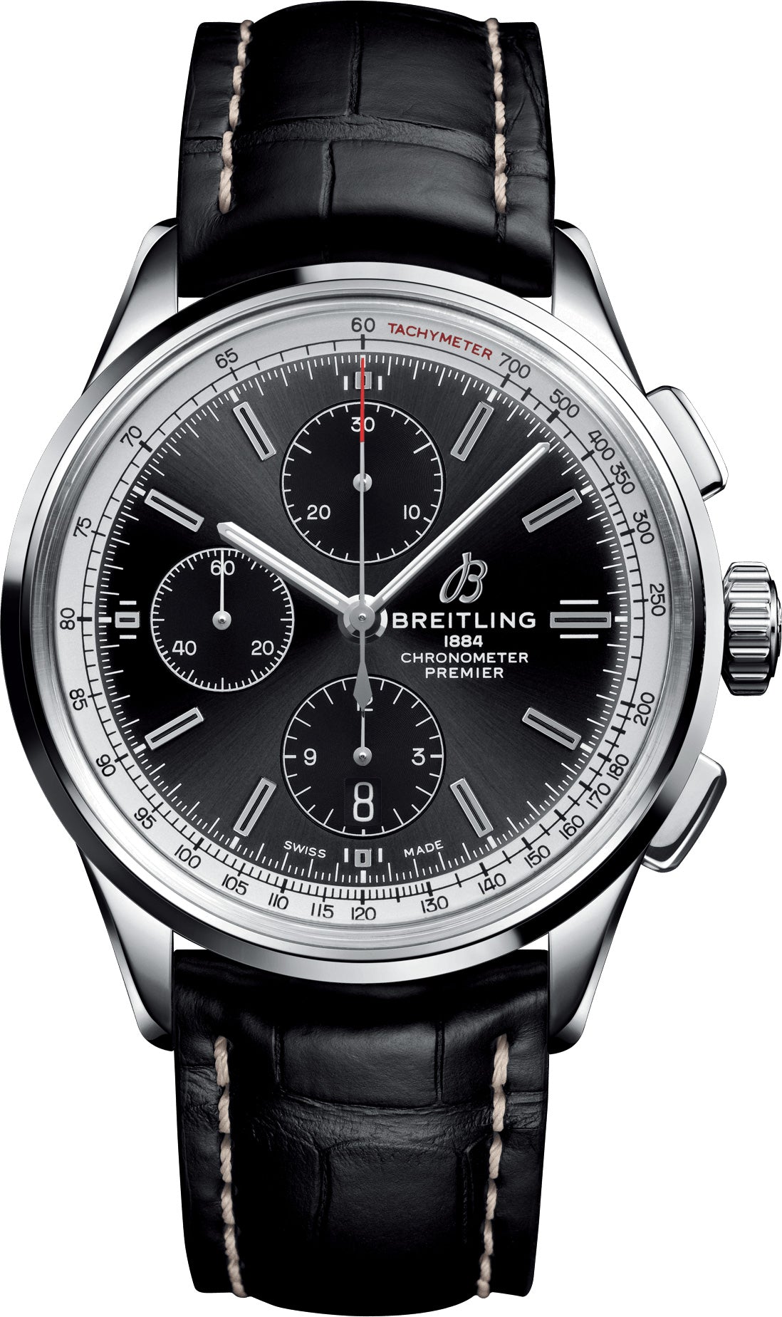 Breitling Watch Premier Chronograph 42 Black Croco Tang