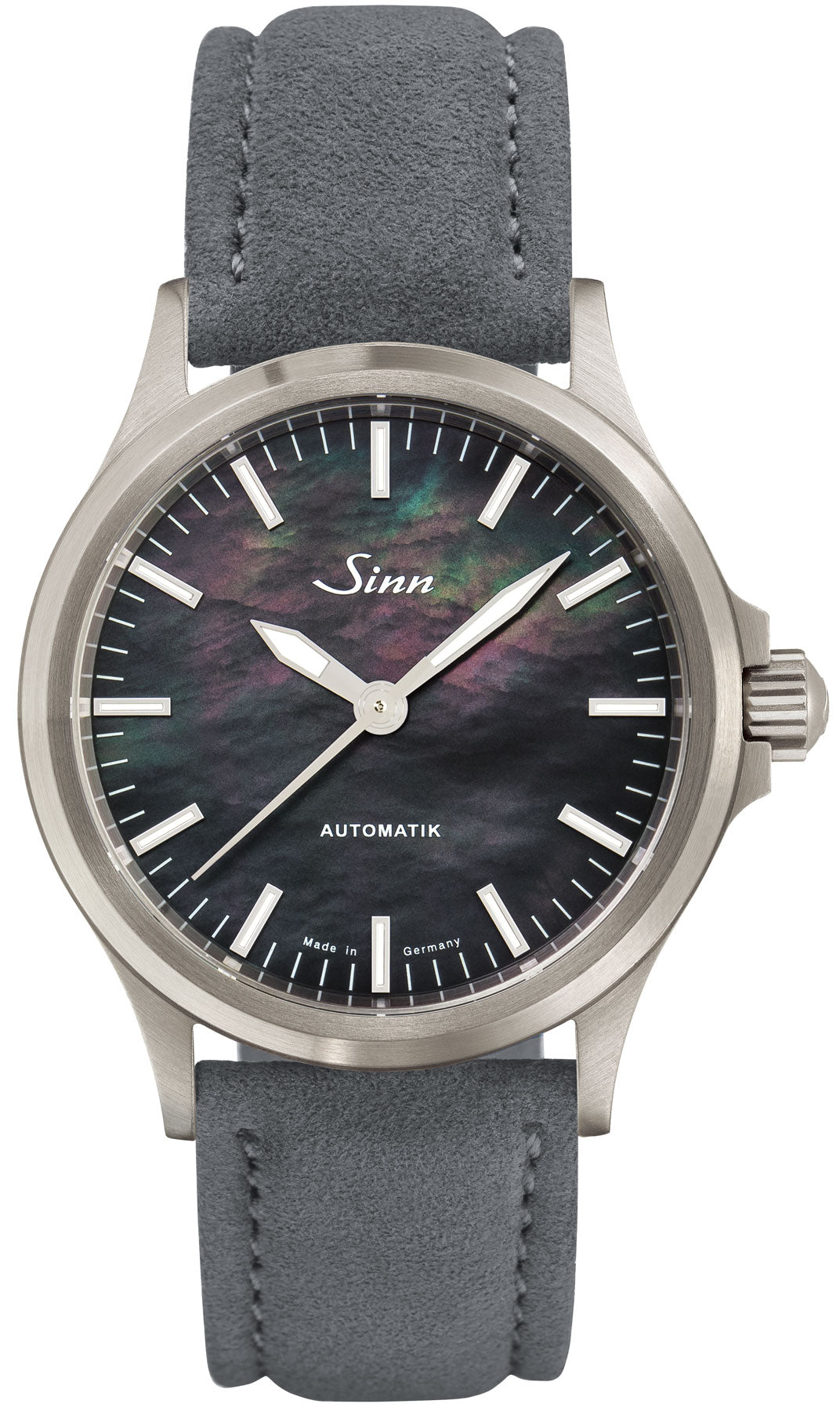 Sinn 556 I Mother Of Pearl S Grey Alcantara Leather Strap