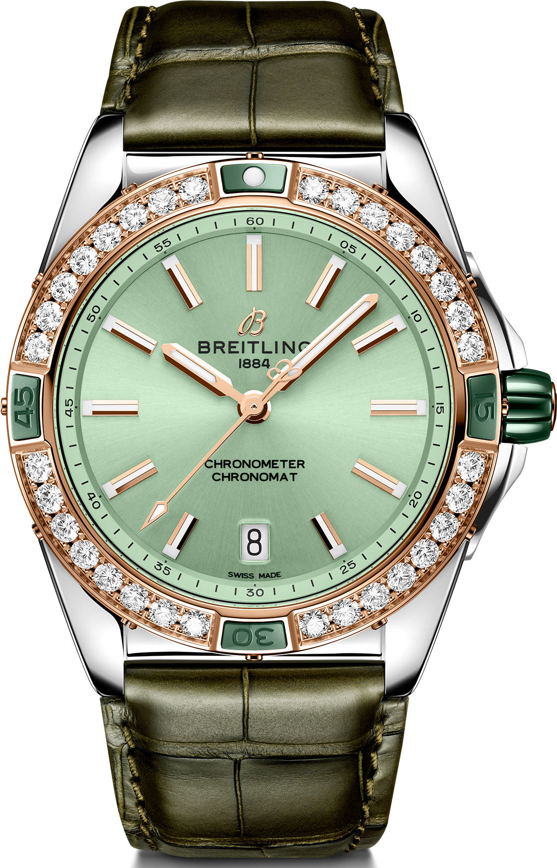 Breitling Super Chronomat Automatic 38 Mint Green Alligator