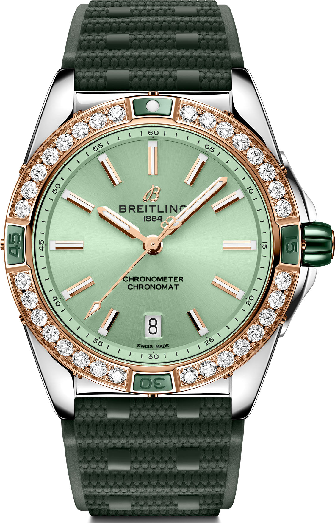 Breitling Super Chronomat Automatic 38 Mint Green Rubber