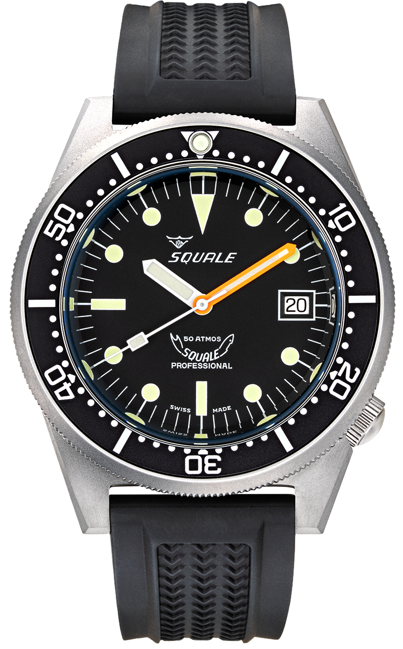 Squale 1521 Black Blasted Rubber