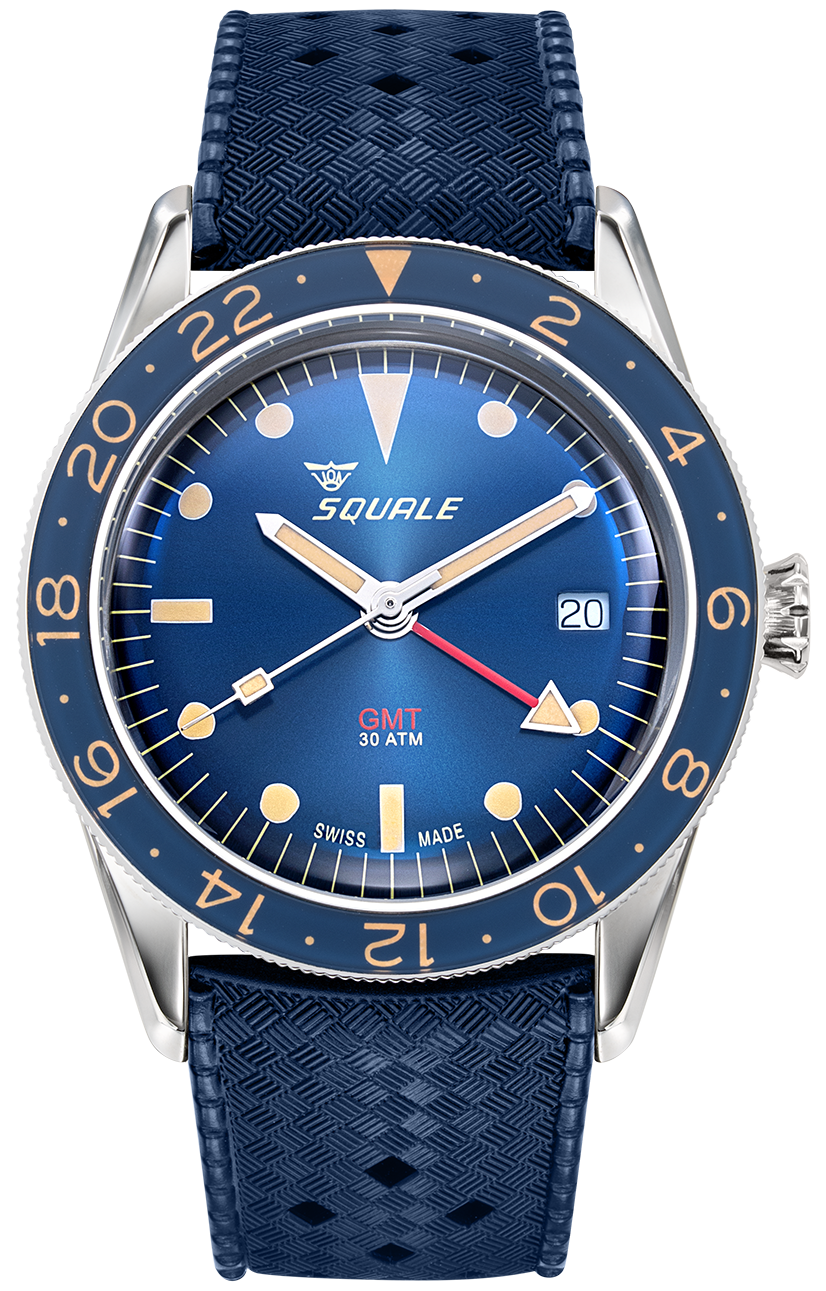 Squale Sub-39 Gmt Blue Vintage Rubber