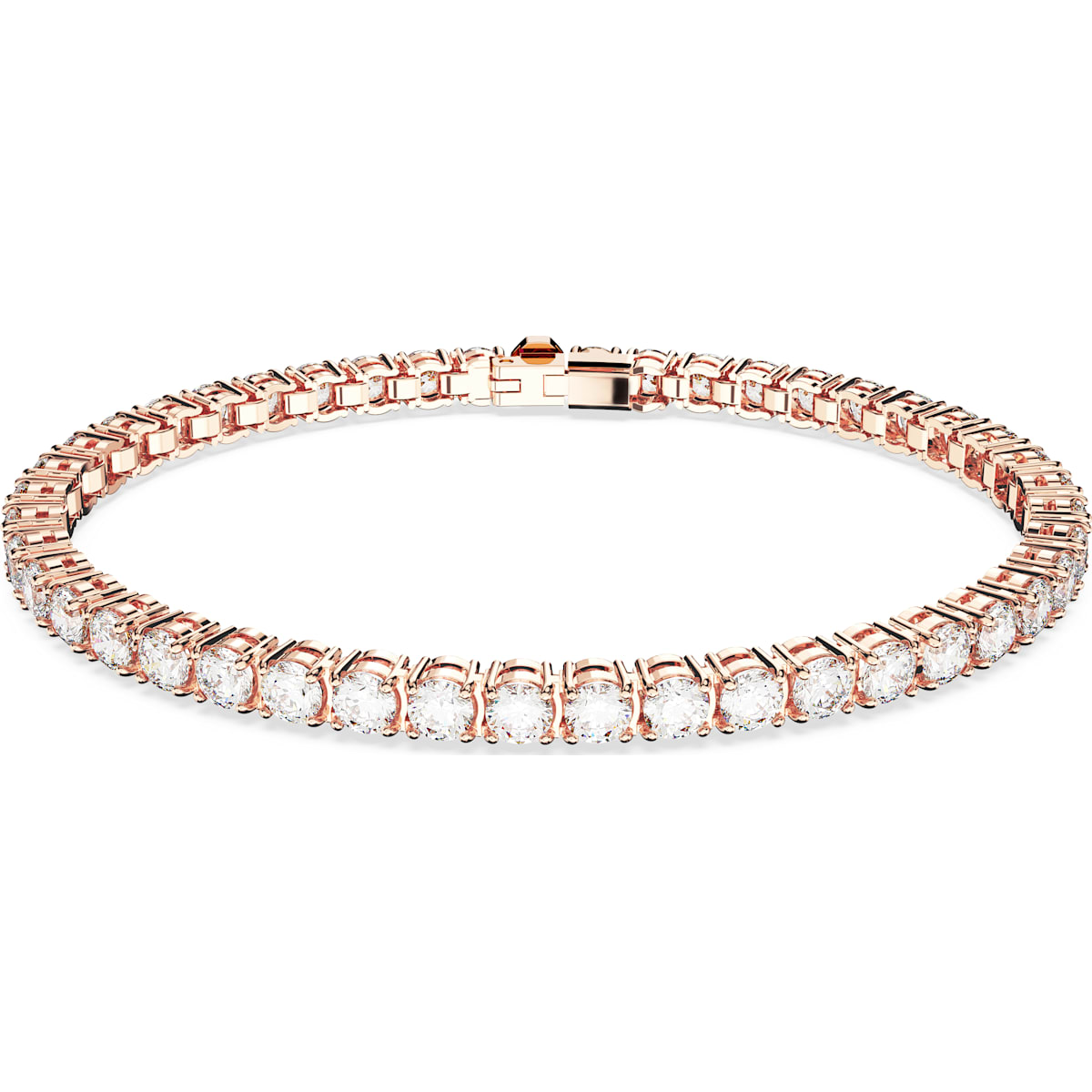 Swarovski Matrix Rose Gold Tone Plated White Crystal Small Round Cut Tennis Bracelet Size L