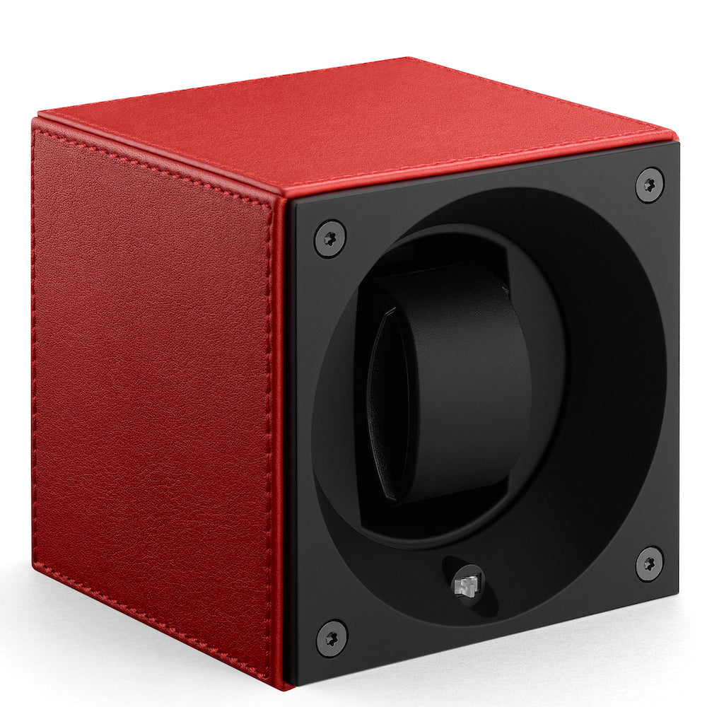 Swiss Kubik Watch Winder Single Red Leather