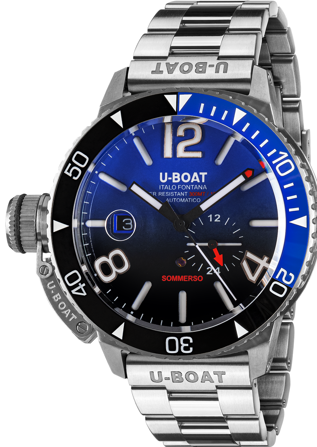 U-boat Sommerso Ghiera Ceramica Bicolore Quadrante Blue Bracelet