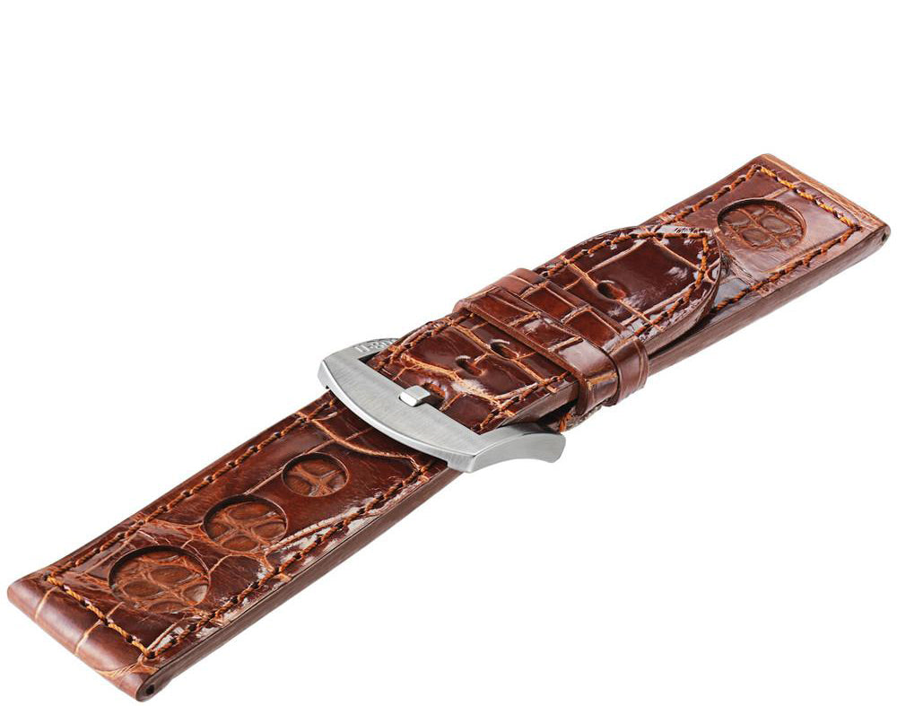 U-boat Strap 1256 Alligator Brown With Inset Of Crocodile D