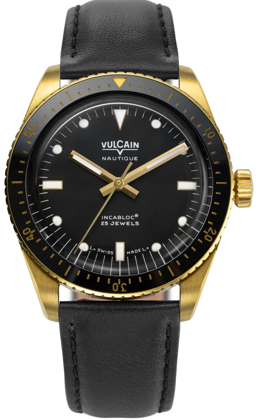 Vulcain Skindiver Nautique Gold Black