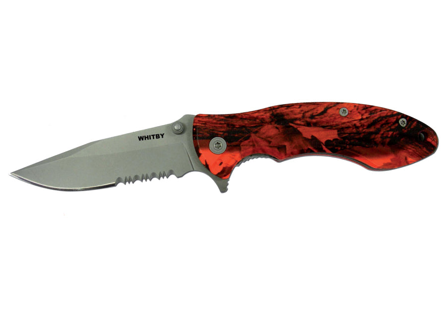 Whitby & Co Knife Lock Orange Camo Handle - Silver