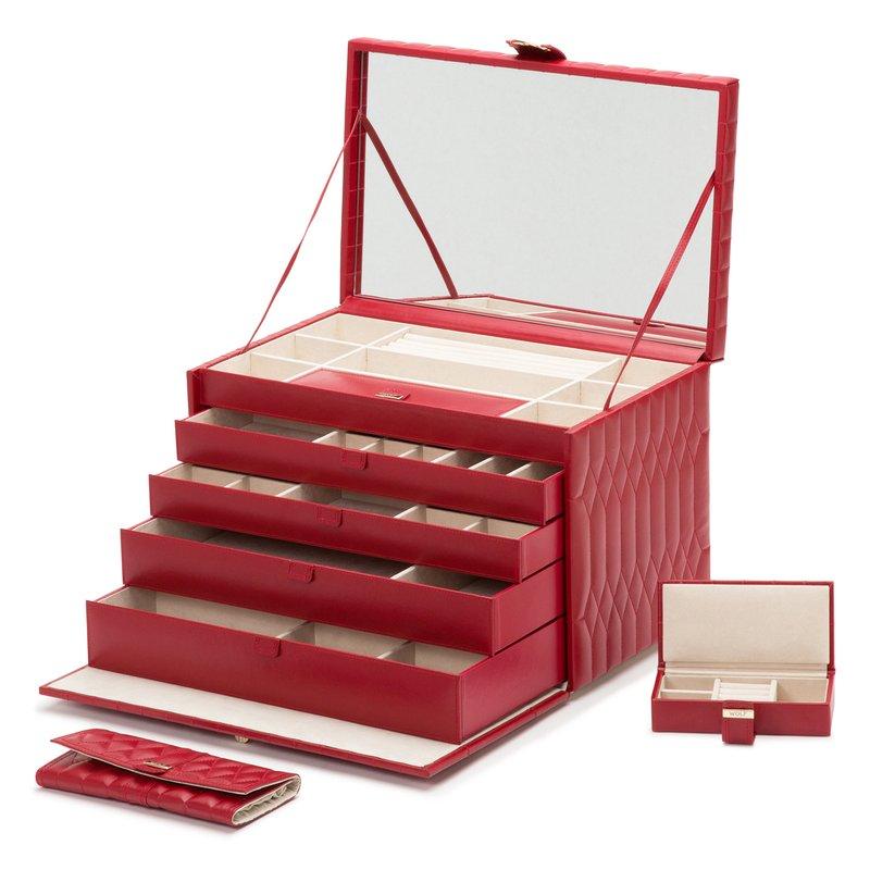 Wolf Jewellery Box Caroline Extra Large Red - Red