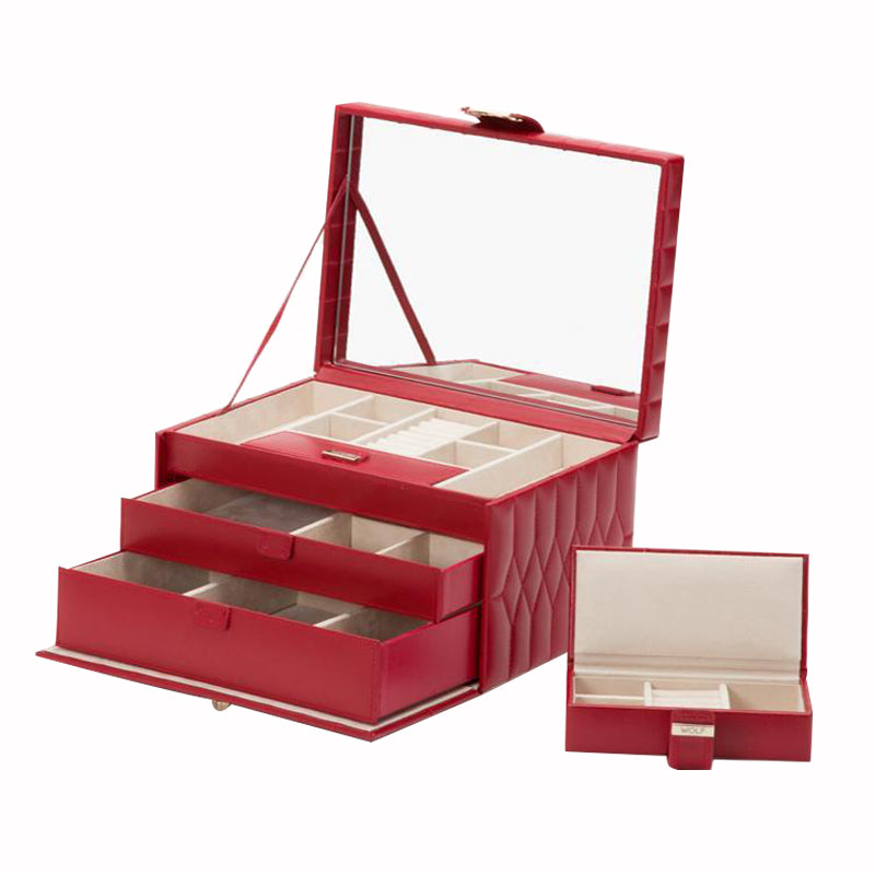 Wolf Jewellery Box Caroline Medium Red - Red