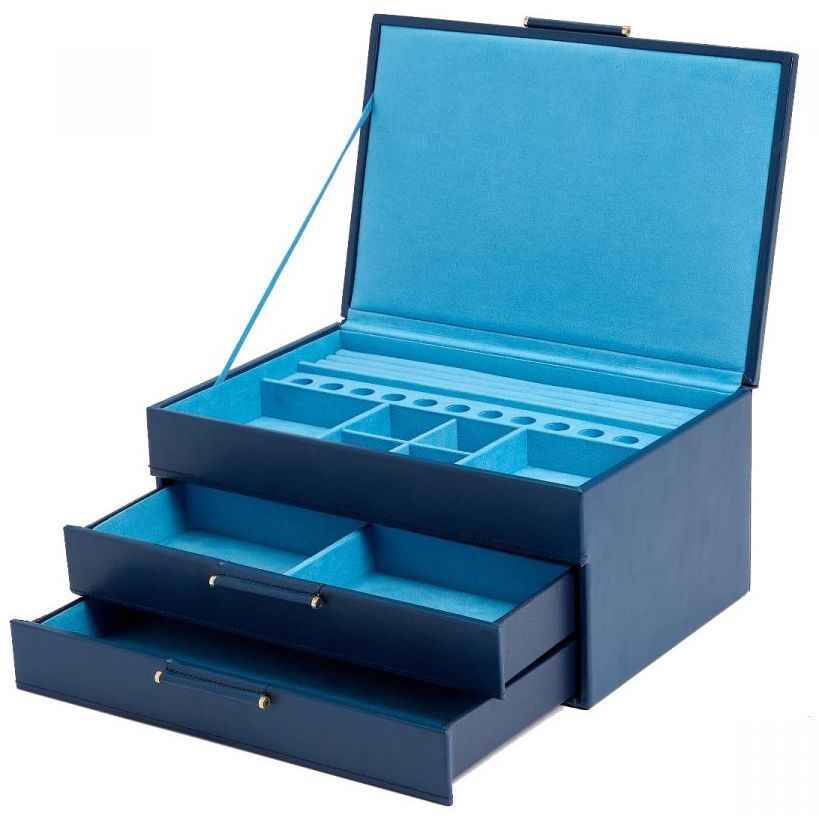 Wolf Jewellery Box Sophia With Drawers Indigo - Blue