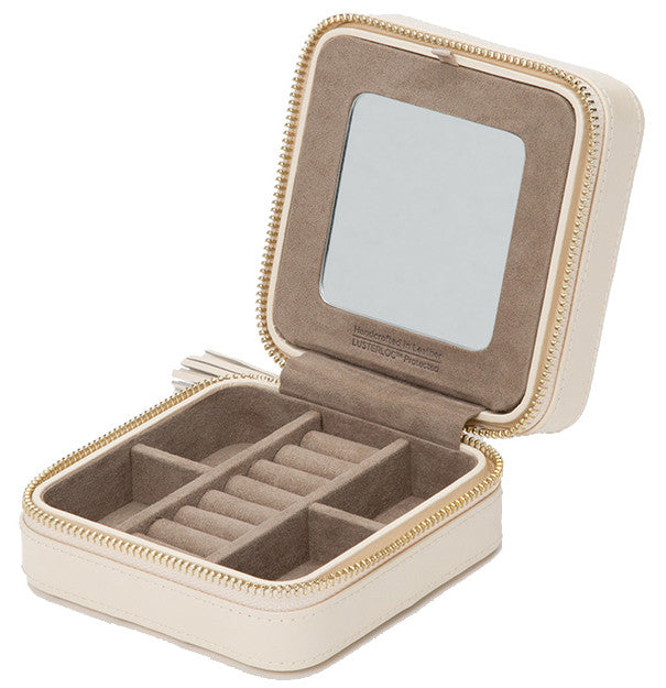 Wolf Jewellery Case Caroline Zip Travel Cream