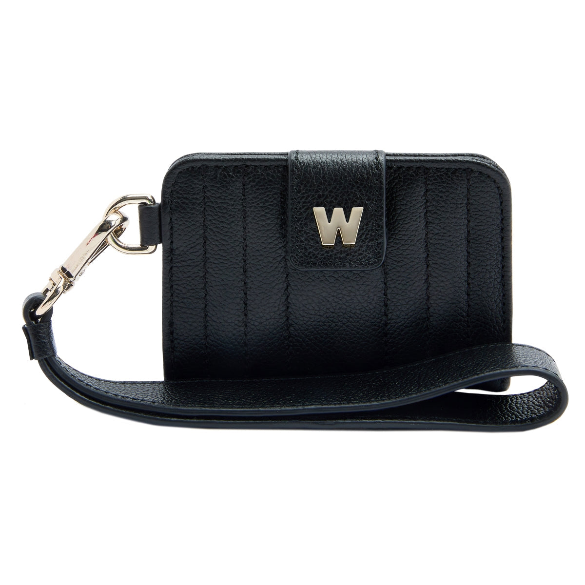 Wolf Mimi Collection Leather Black Credit Card Holder With Wristlet - Black