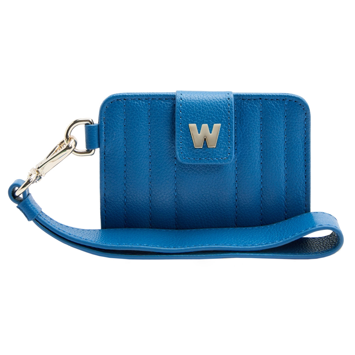 Wolf Mimi Collection Leather Blue Credit Card Holder With Wristlet - Blue