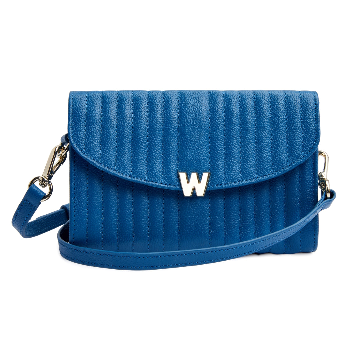 Wolf Mimi Collection Leather Blue Crossbody Bag With Wristlet - Blue