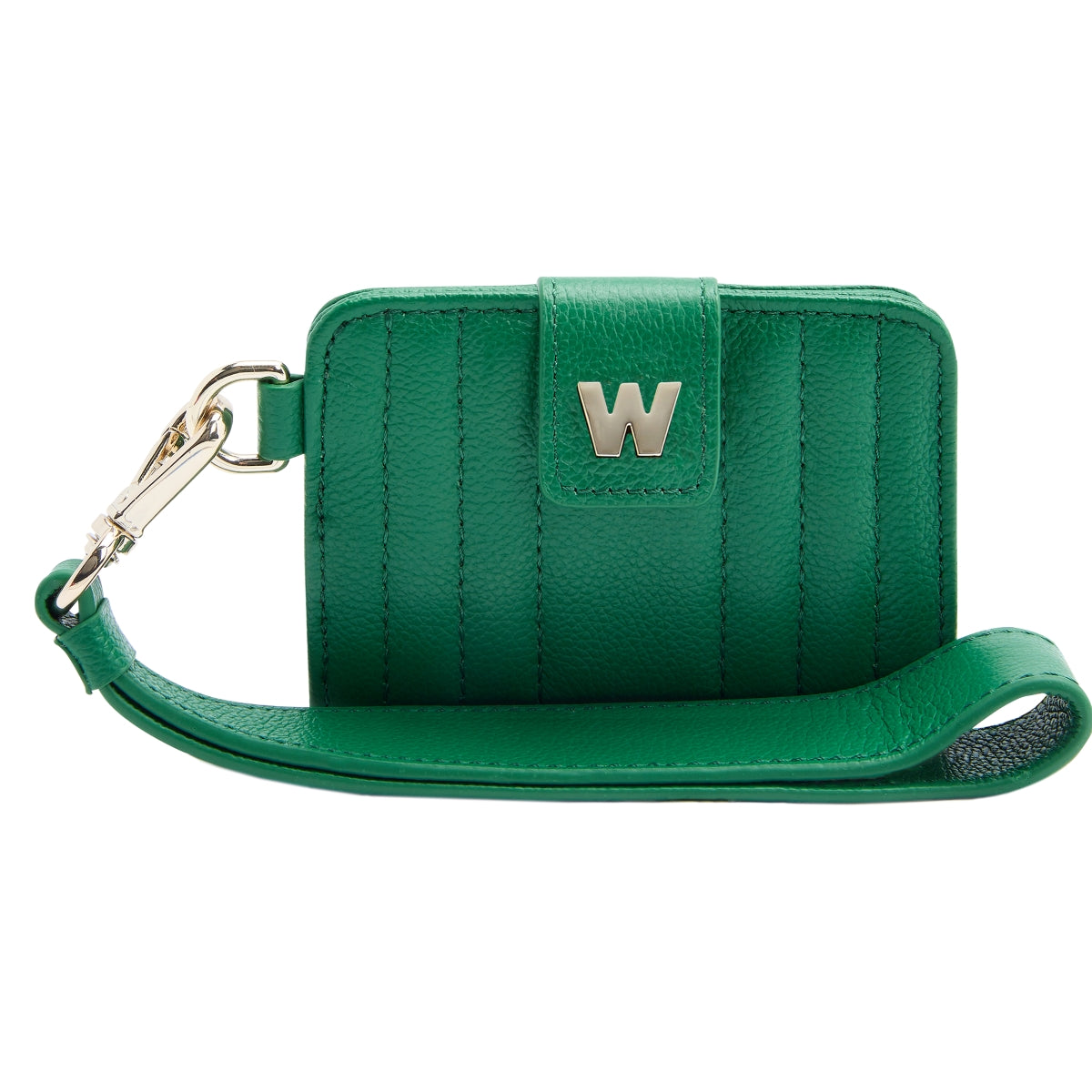 Wolf Mimi Collection Leather Green Credit Card Holder With Wristlet - Green