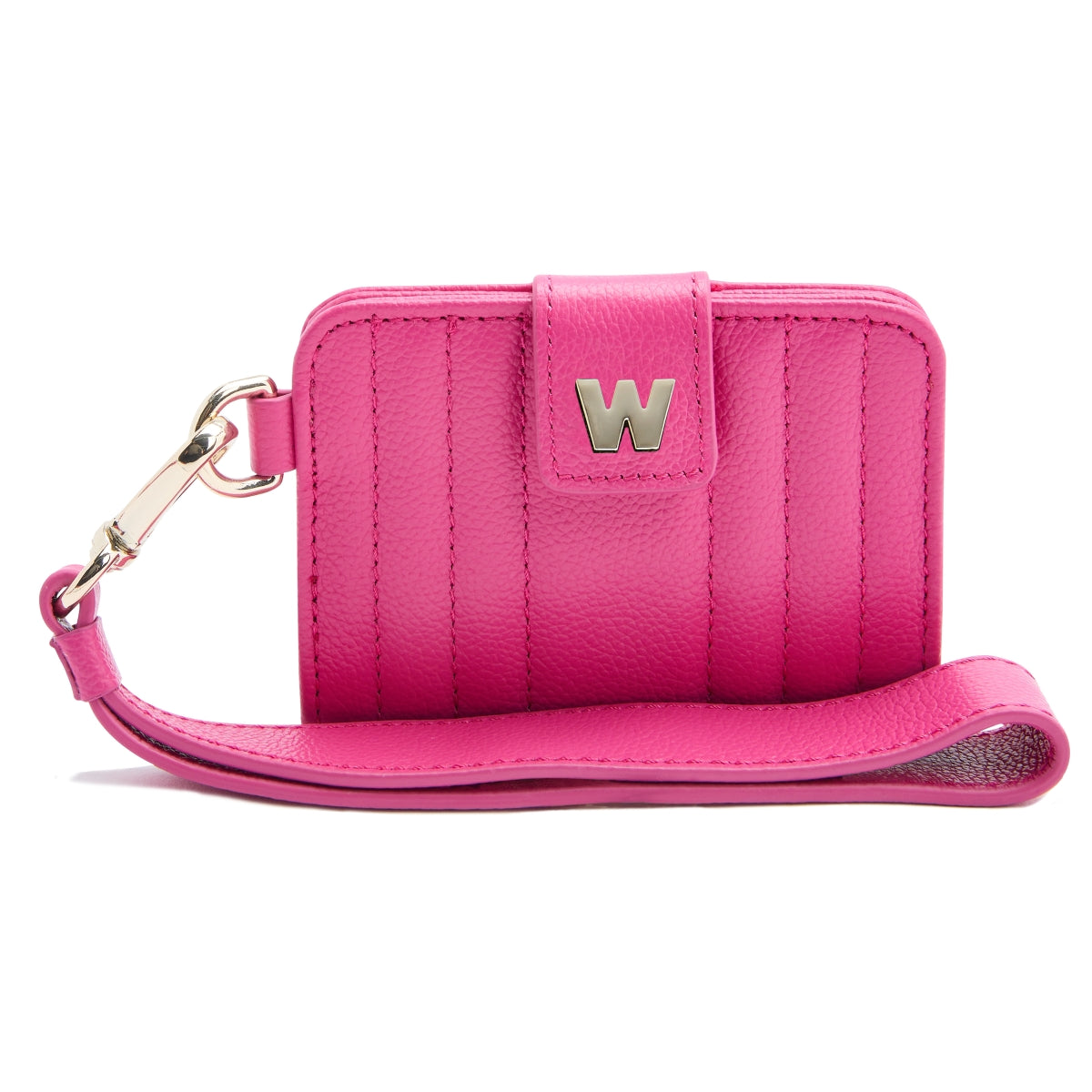 Wolf Mimi Collection Leather Pink Credit Card Holder With Wristlet - Pink