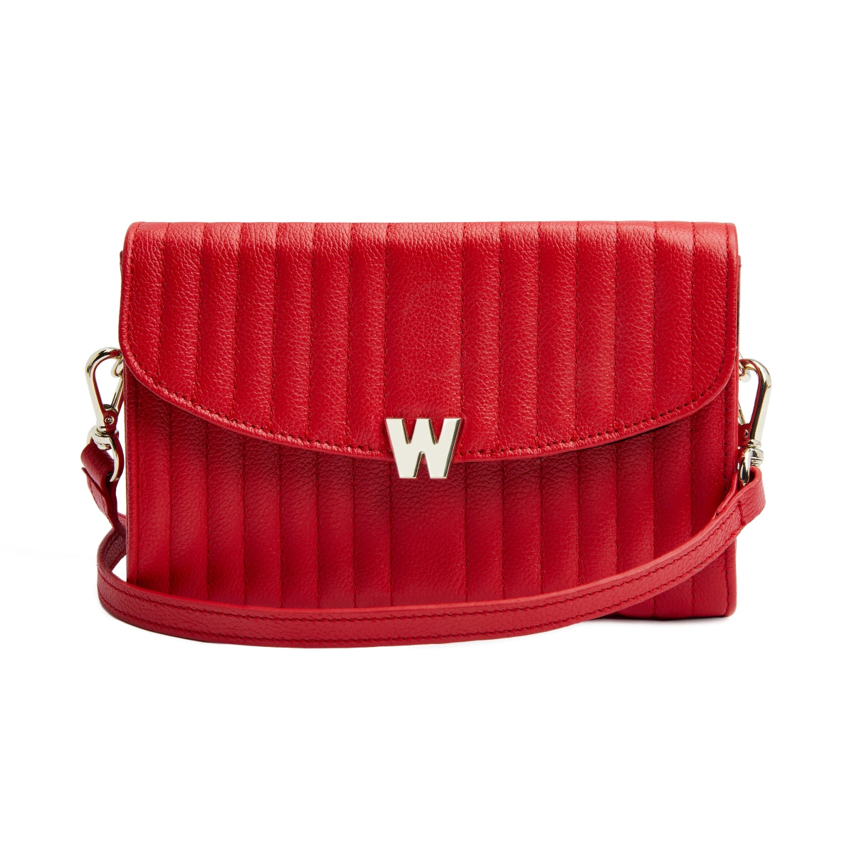 Wolf Mimi Collection Leather Red Crossbody Bag With Wristlet - Red