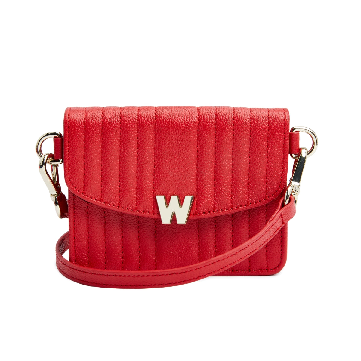 Wolf Mimi Collection Leather Red Mini Bag With Wristlet And Lanyard - Red