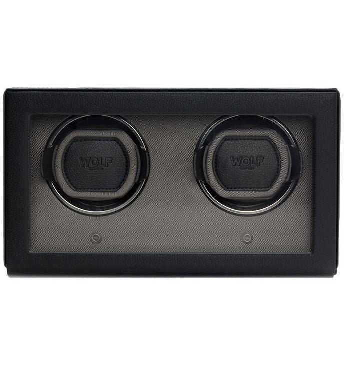 Wolf Watch Winder Cub Double With Cover Black