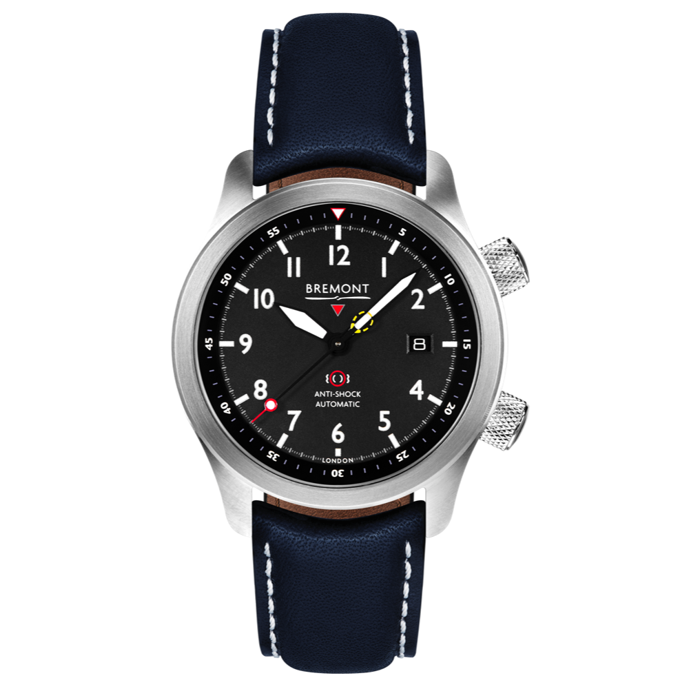 Bremont Watch Mbii Custom Stainless Steel Black Dial With Orange BarrelandClosed Case Back