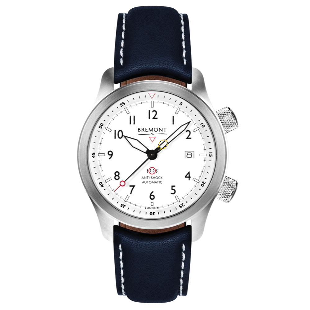Bremont Watch Mbii Custom Stainless Steel White Dial With Orange BarrelandClosed Case Back