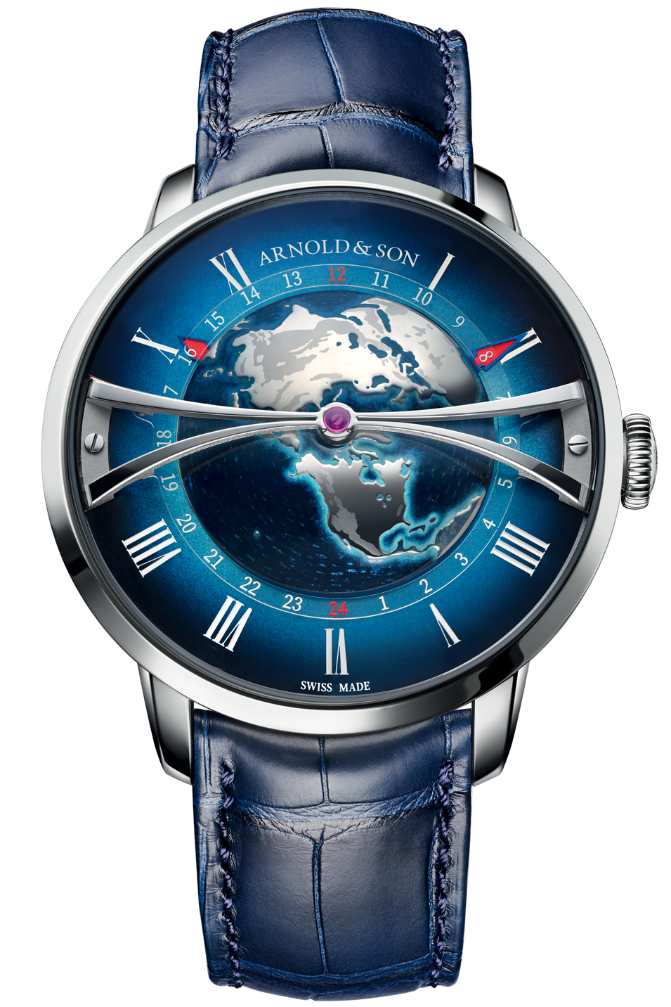 ArnoldandSon Watch Globetrotter Steel Blue Limited Edition