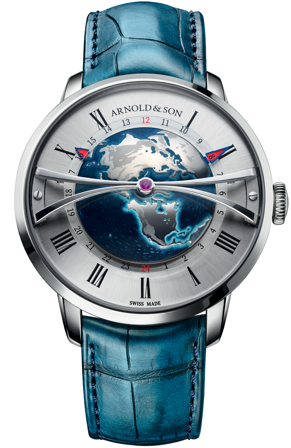 ArnoldandSon Watch Globetrotter Steel Opaline Limited Edition