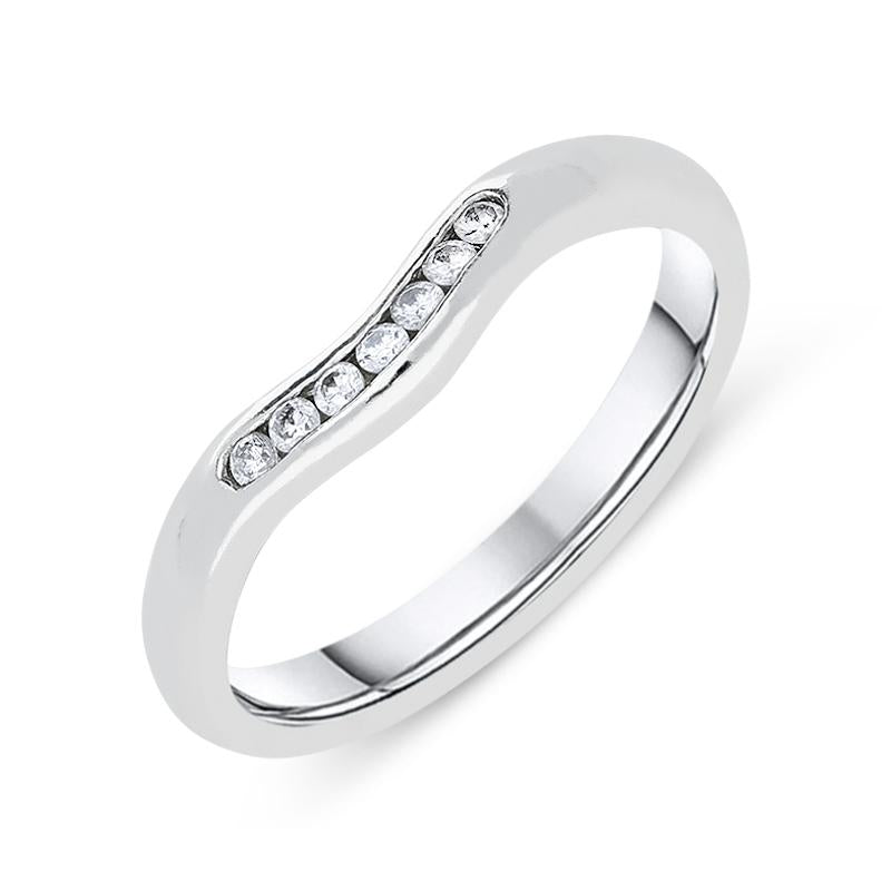 Platinum 0.12ct Diamond Curved Wedding Ring D - O