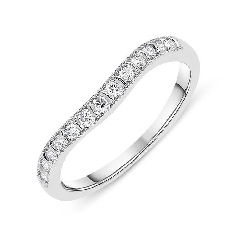 Platinum 0.18ct Diamond Wedding Half Eternity Ring - Silver