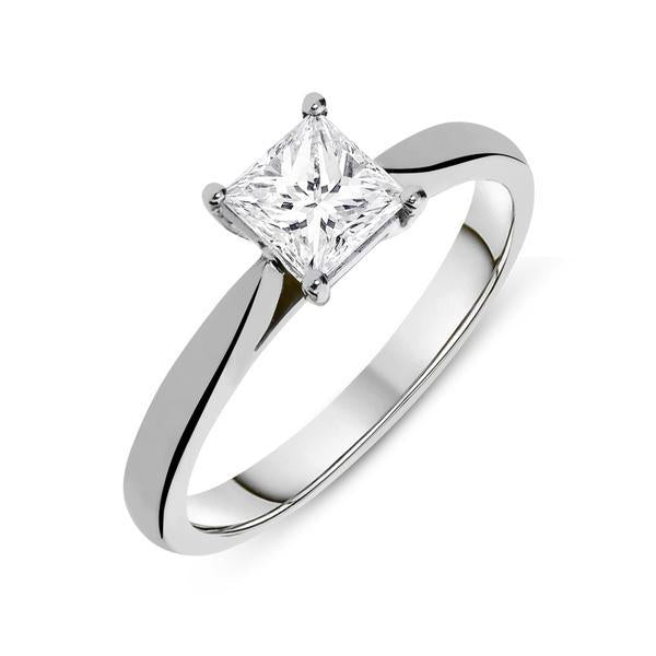 Platinum 0.26ct Diamond Princess Cut Solitaire Ring - Option1 Value Platinum