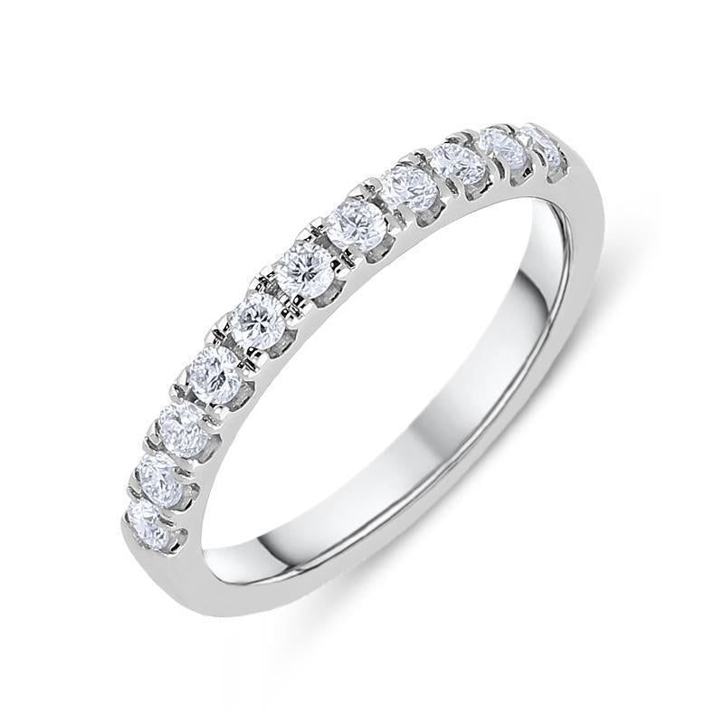 Platinum 0.30ct Diamond Claw Set Wedding Half Eternity Ring - Option1 Value Platinum