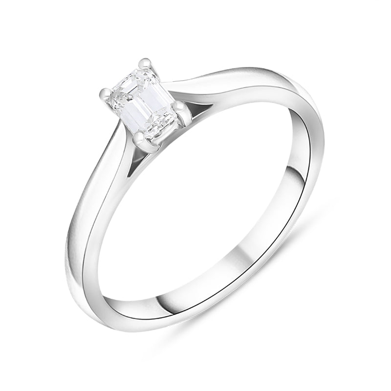 Platinum 0.36ct Diamond Emerald Cut Solitaire Ring - Platinum