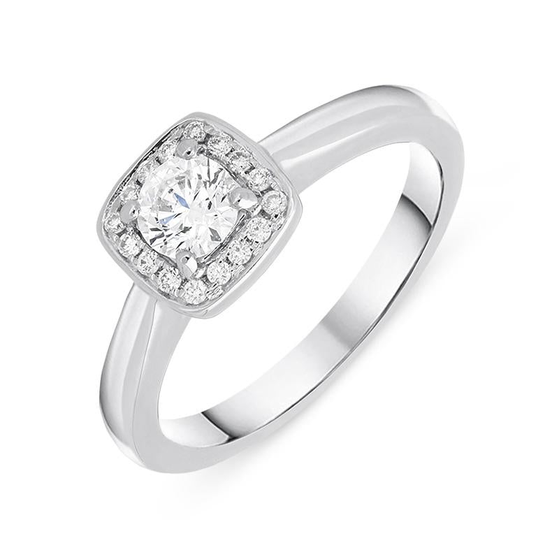 Platinum 0.38ct Diamond Brilliant Cut Cushion Halo Ring - Option1 Value Platinum