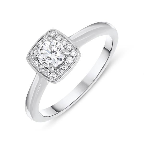 Platinum 0.38ct Diamond Round Brilliant Cut Halo Ring