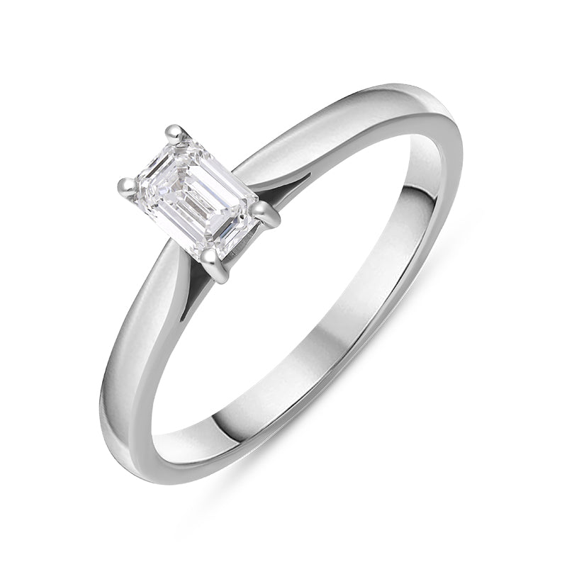 Platinum 0.40ct Diamond Emerald Cut Solitaire Ring - Option1 Value Platinum