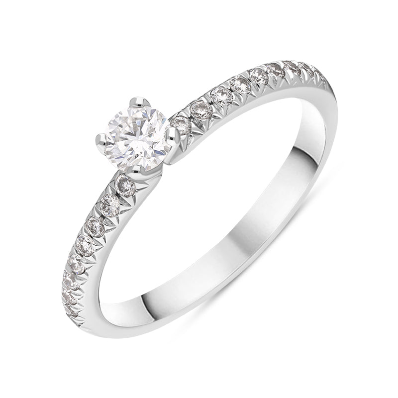 Platinum 0.42ct Diamond Shoulder Solitaire Ring - Option1 Value Platinum