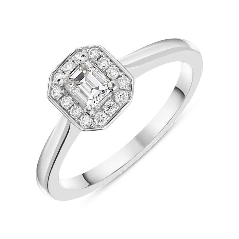 Platinum 0.43ct Diamond Cushion Halo Ring