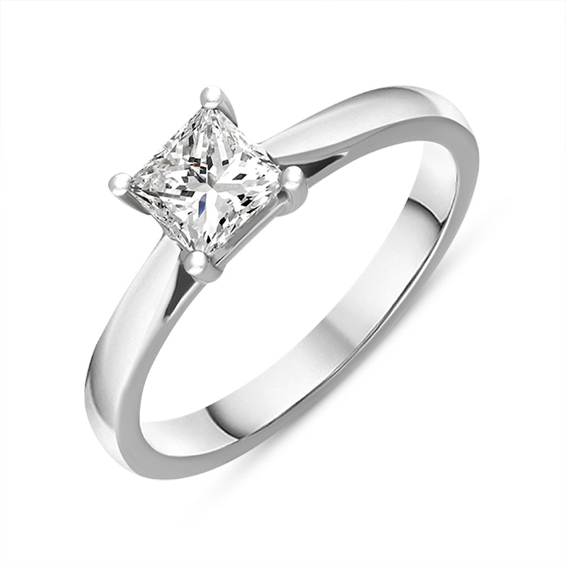 Platinum 0.70ct Diamond Princess Cut Solitaire Ring - Option1 Value Platinum