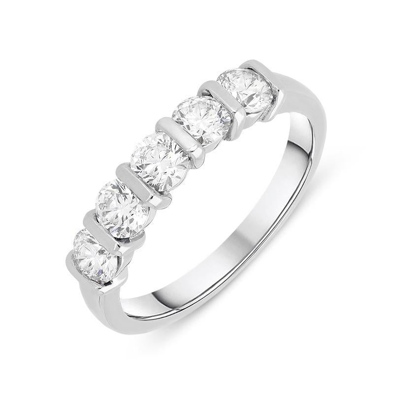 Platinum 1.05ct Diamond Five Stone Wedding Half Eternity Ring - Option1 Value Platinum