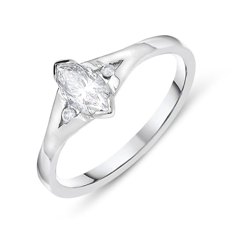 Platinum Diamond Marquise Cut Trilogy Ring - M