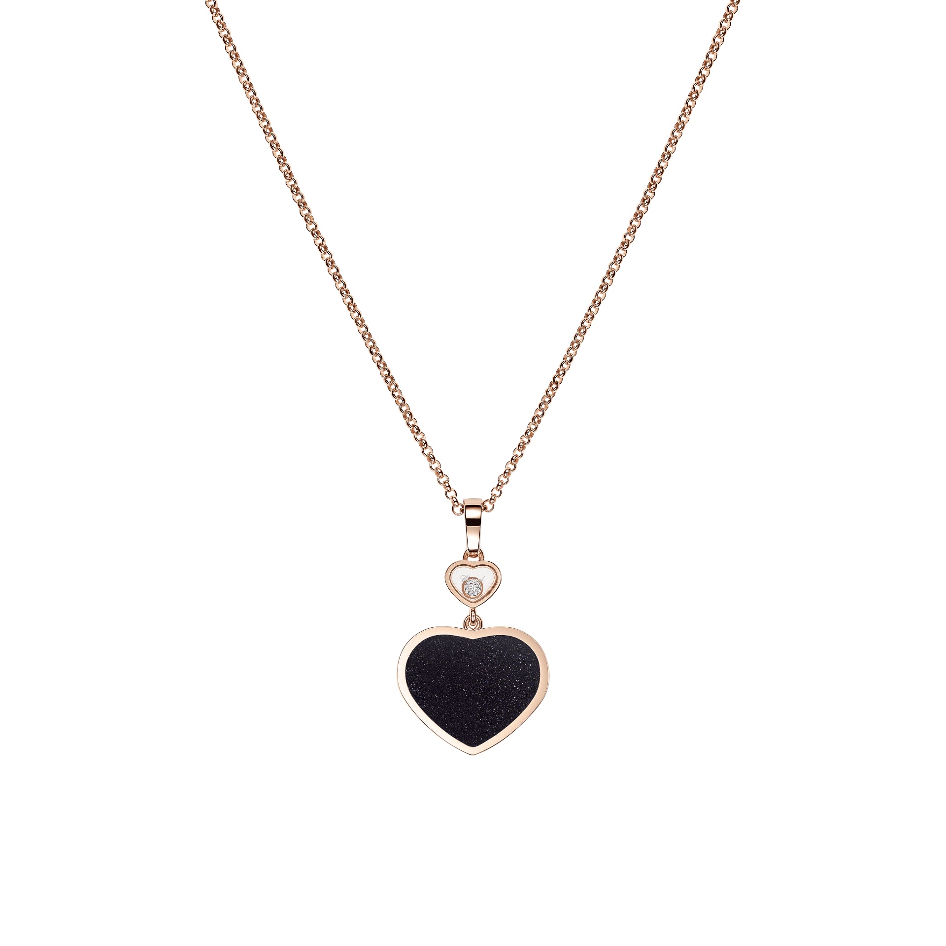 Chopard Happy Hearts 18ct Rose Gold 0.05ct Diamond Aventurine Necklace